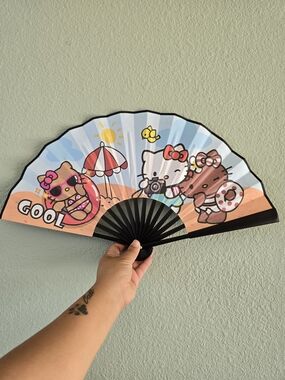 Hello Kitty Beach Fan - Blue, Pink, Peach, Black 😺